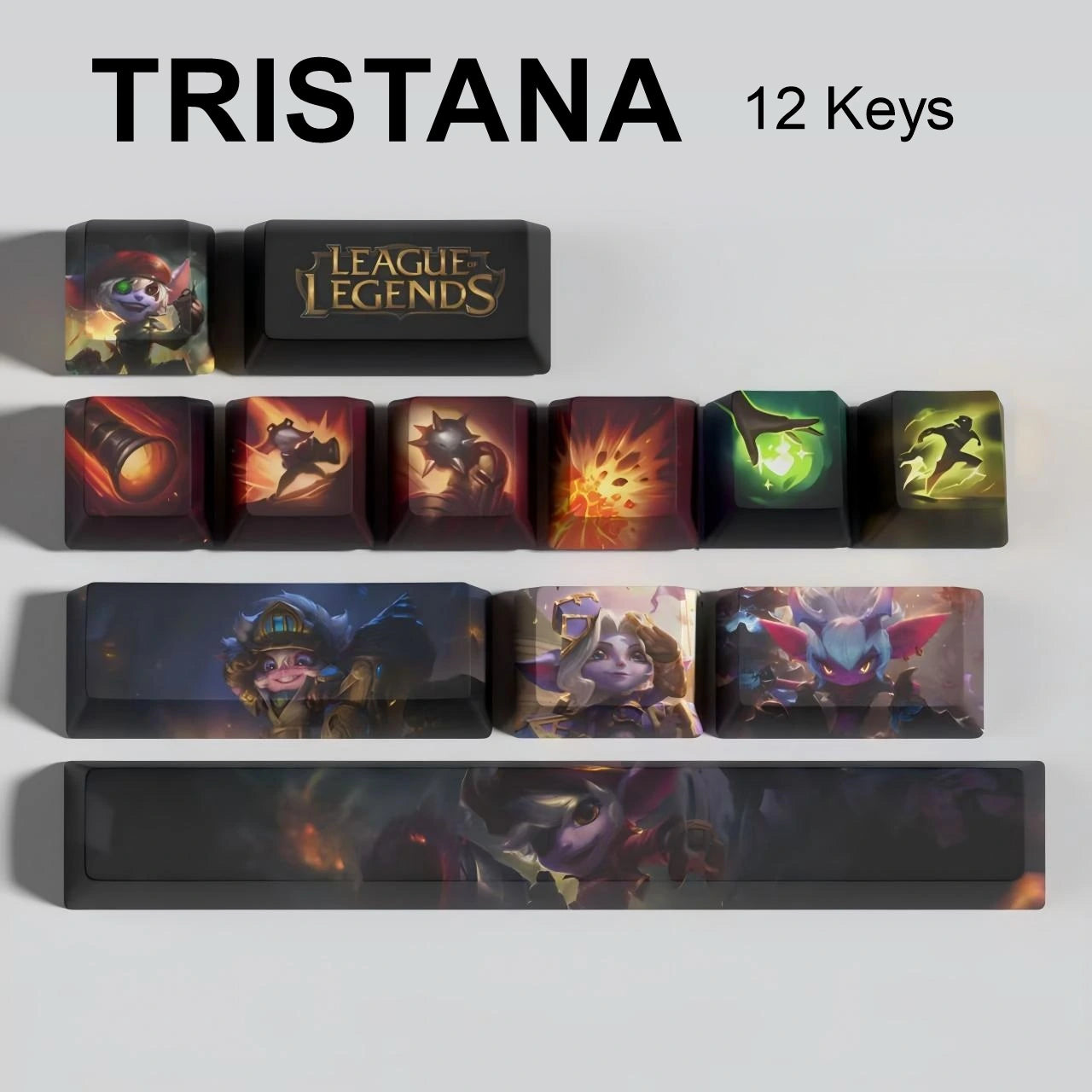 League of Legends Tristana keycaps, 12-key custom keycap set.
