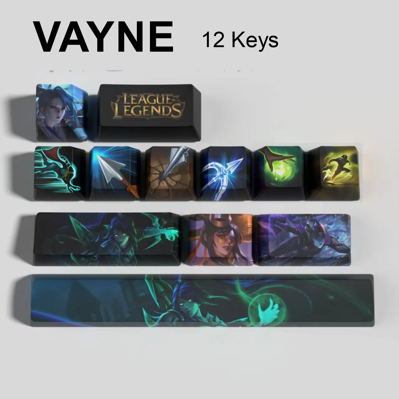 League of Legends Vayne keycaps, 12-key custom keycap set.