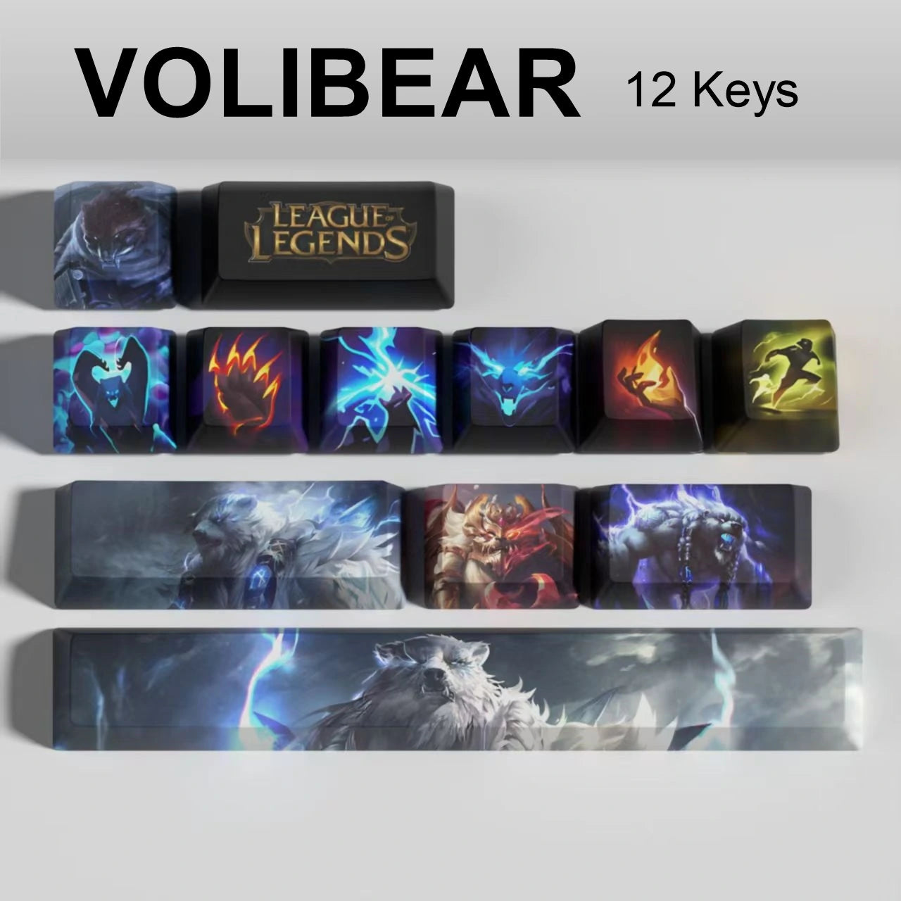 League of Legends Volibear keycaps, 12-key custom keycap set.