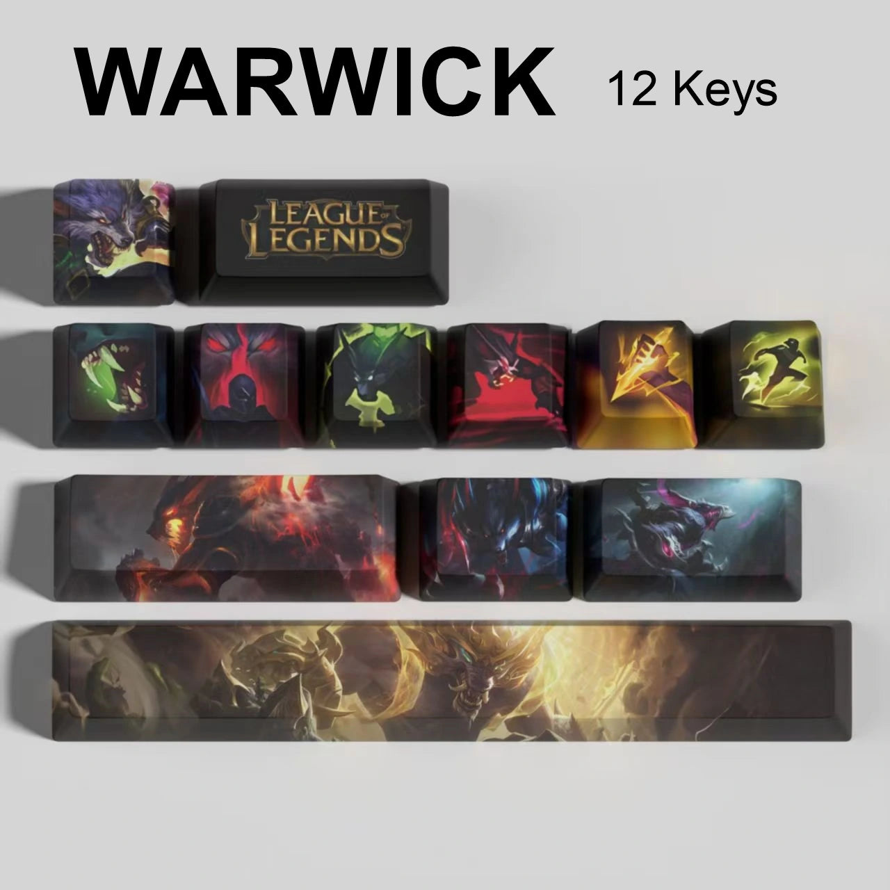 League of Legends Warwick keycaps, 12-key custom keycap set.