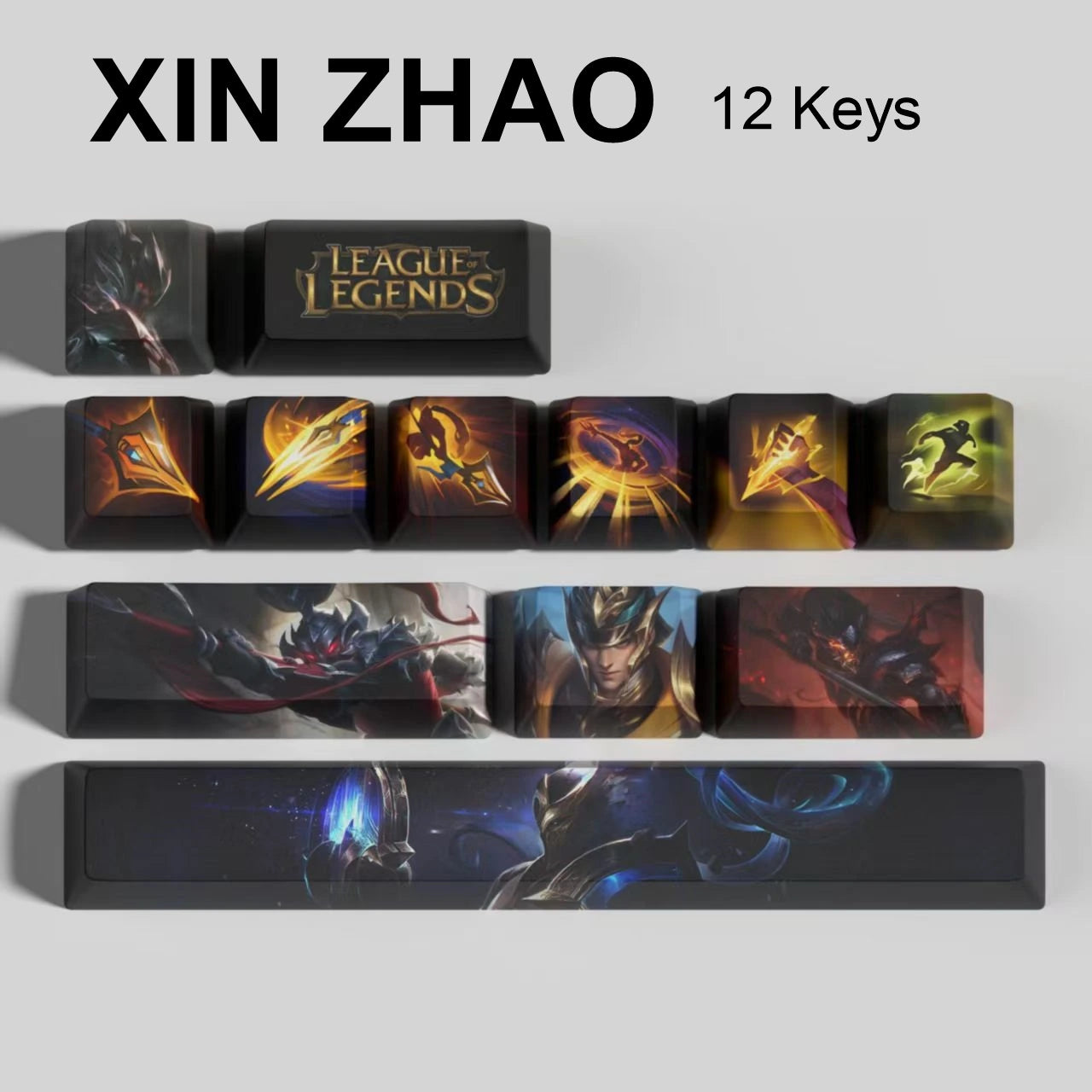 League of Legends Xin Zhao keycaps, 12-key custom keycap set.