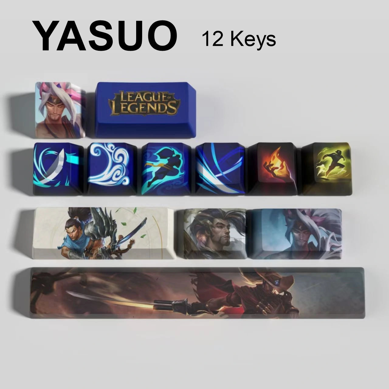League of Legends Yasuo keycaps, 12-key custom keycap set.