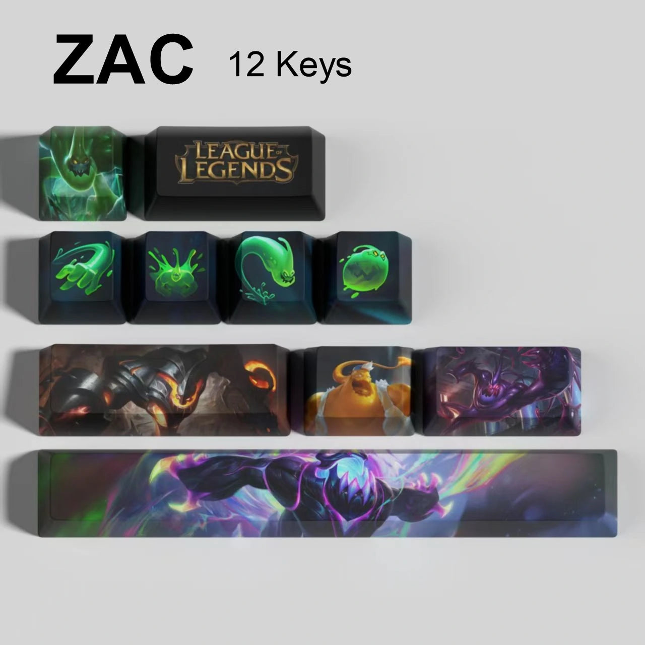 League of Legends Zac keycaps, 12-key custom keycap set.