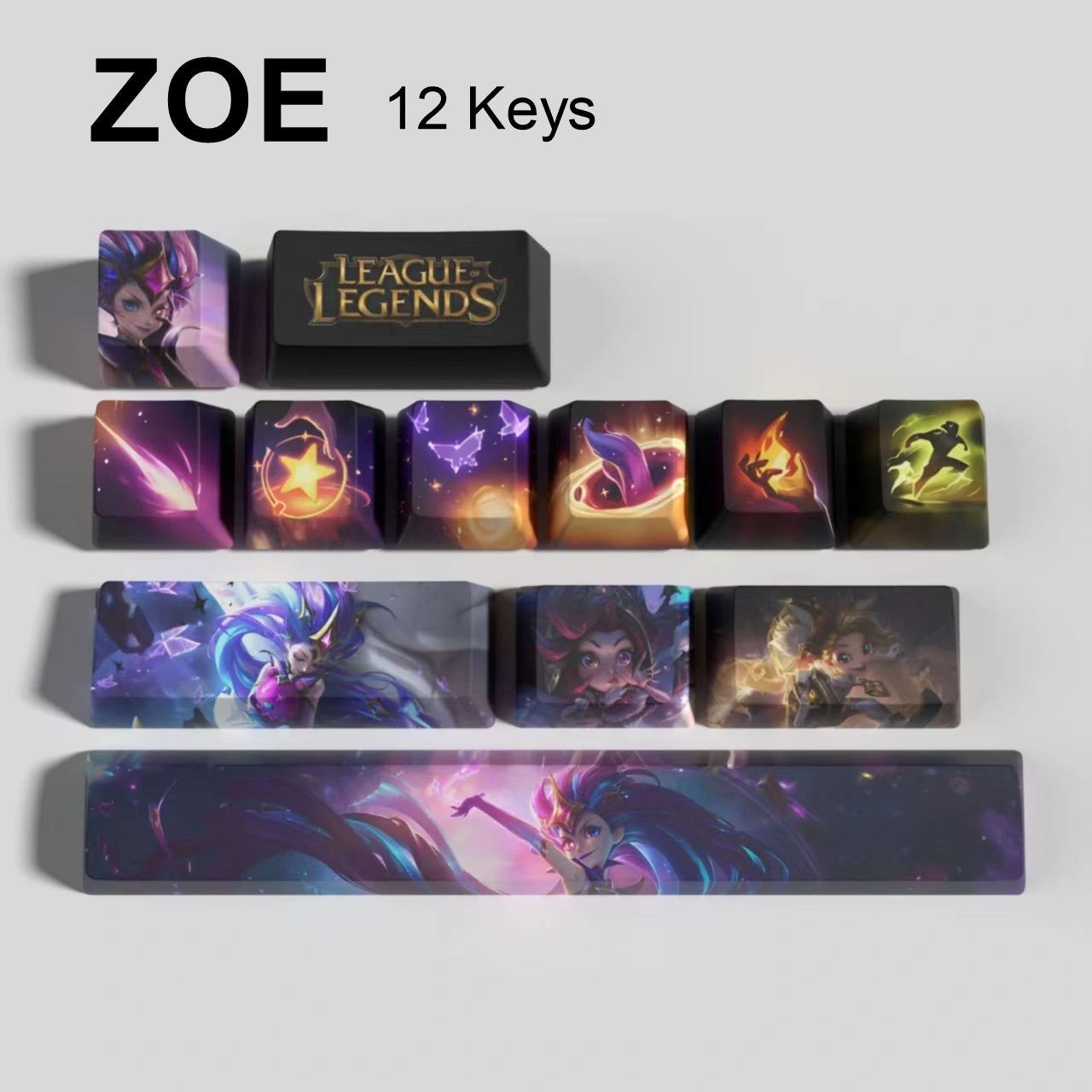League of Legends Zoe keycaps, 12-key custom keycap set.