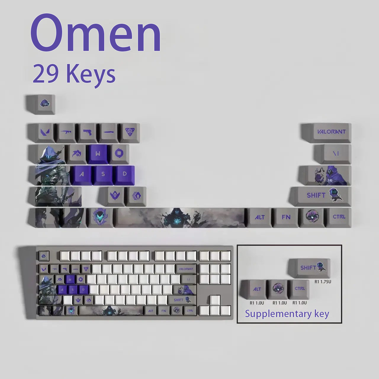 Valorant Agent Theme PBT Keycaps - 29-Key Set