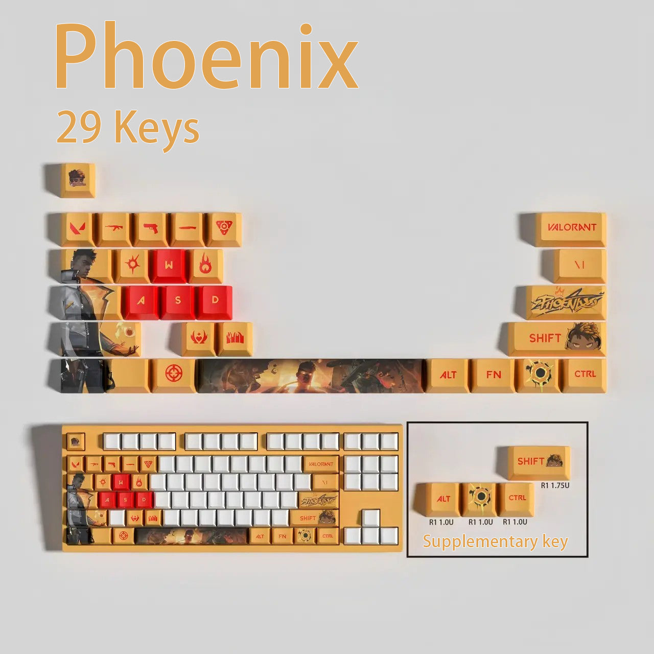 Valorant Agent Theme PBT Keycaps - 29-Key Set