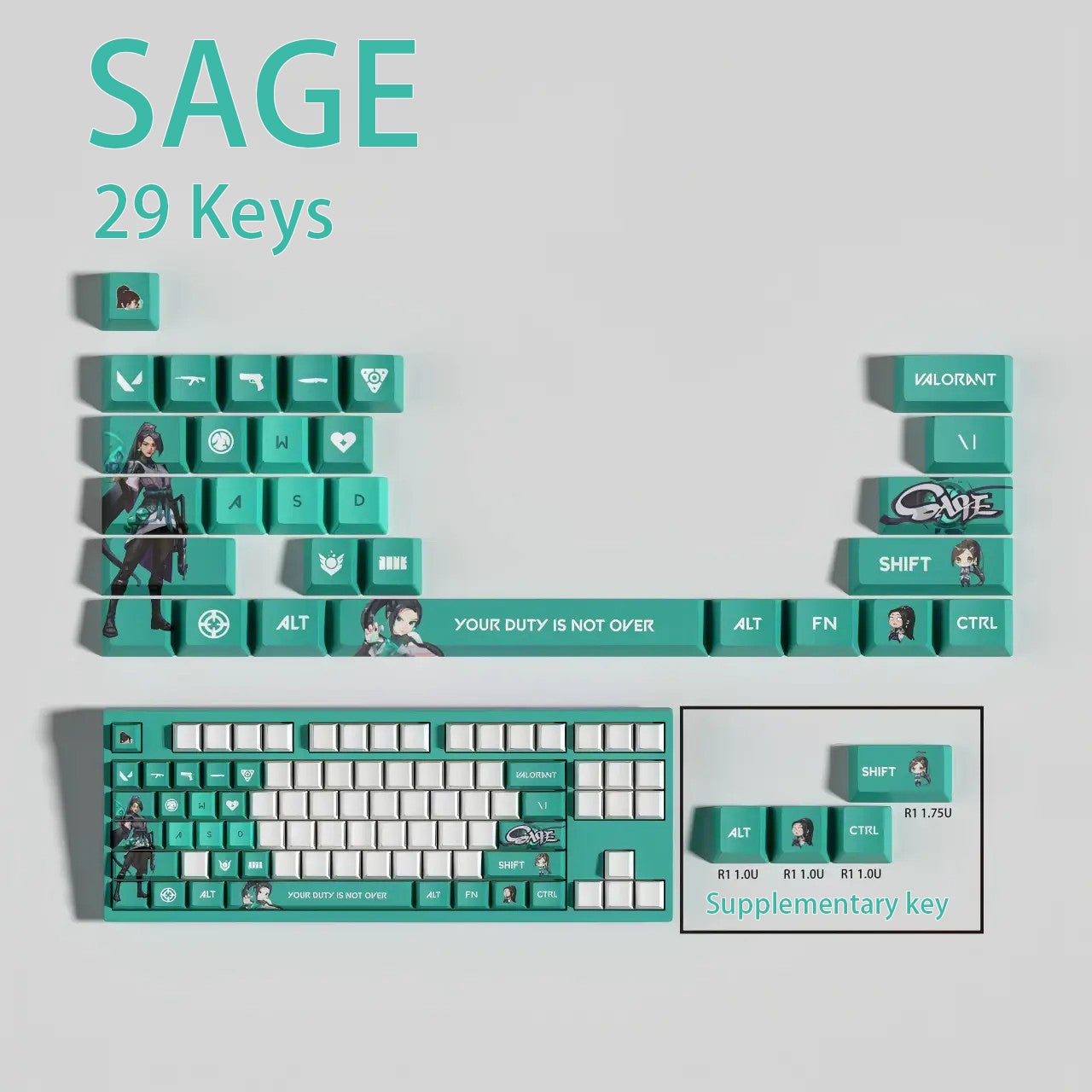 Valorant Agent Theme PBT Keycaps - 29-Key Set