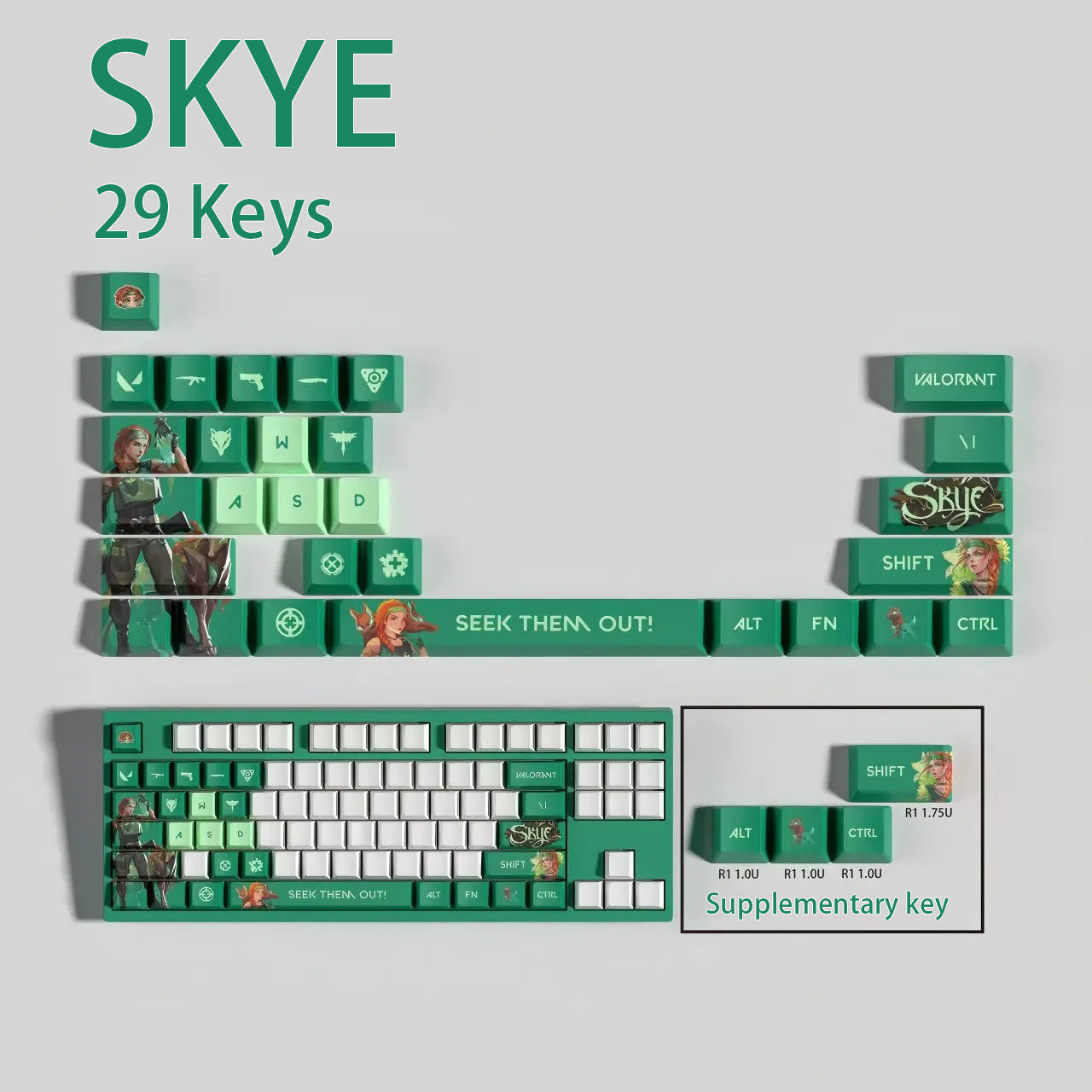 Valorant Agent Theme PBT Keycaps - 29-Key Set