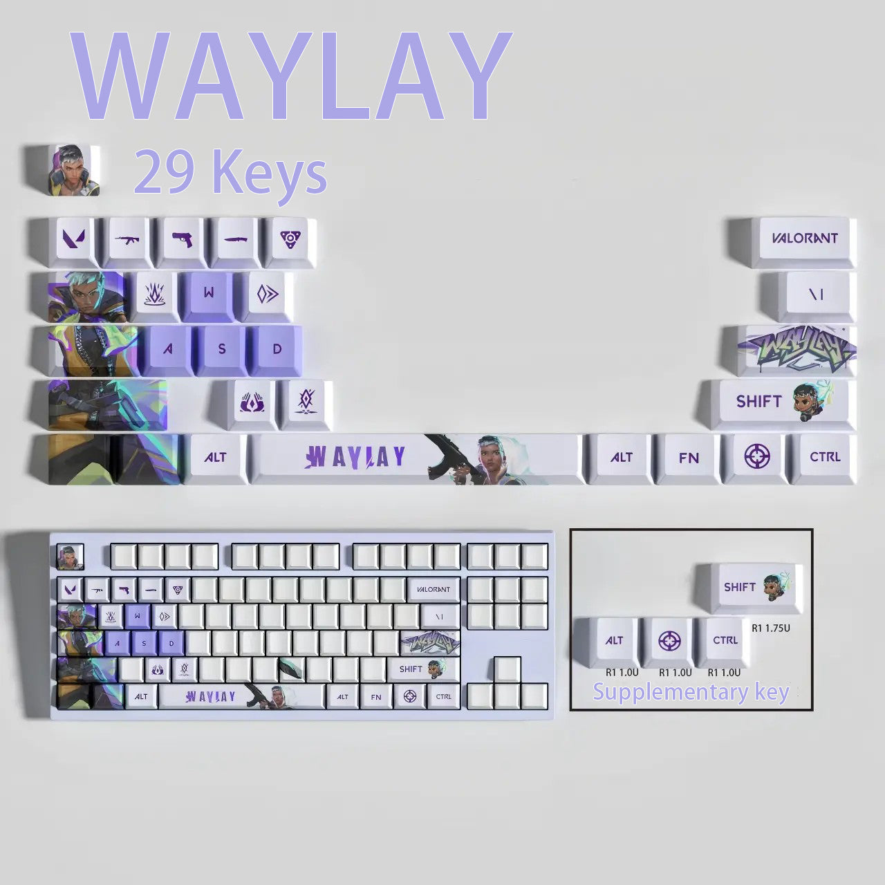 Valorant Agent Theme PBT Keycaps - 29-Key Set